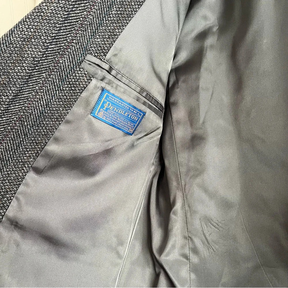 Vintage Pendleton Suede & Tweed Sport Coat/Suit Jacket/Blazer-Gray Wool-Men’s 44 - Picture 8 of 12